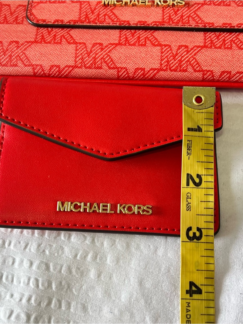 Michael Kors Red Logo Card Pouch Wristlet - Picture 7 of 8